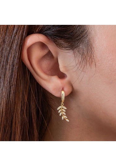 Artsmagazinmücevher Gümüş Gold Sallantılı Başak Kadın Küpe