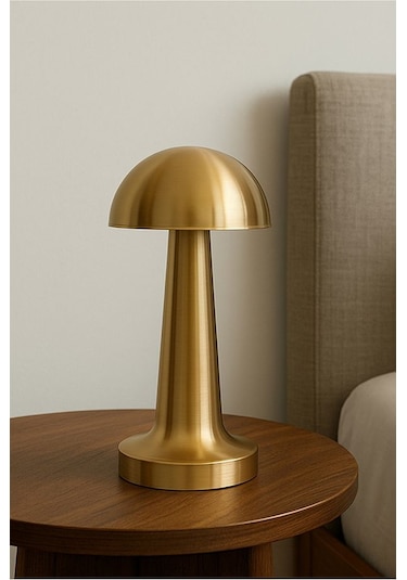 Lizbon 3 Işık Renkli Şarjlı Dim Edilebilir Masa Lambası Gold