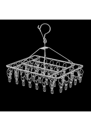Sones Kare Çorap Kurutma Askısı Paslanmaz Çelik Çok Amaçlı Rüzgar Geçirmez Kurutma Rafı, Stil: 40x30cm 40 Klips Diğer