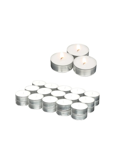 Tealight Mum - Beyaz Küçük Yuvarlak Yer Ve Masa Mumu 20 Adet