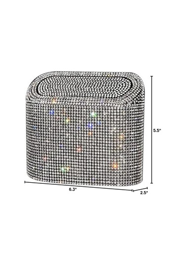 Beyaz Simli Araba Çöp Kutusu, Kapaklı Askılı Çöp Kutusu, Parıltılı Yapay Elmaslı Çöp Kutusu, Araç, Ofis Ve Ev İçin Çöp Konteyneri
