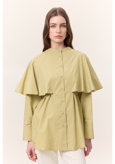 Pelerinli Tasarım Gömlek Adaçayı Adaçayı Yeşil