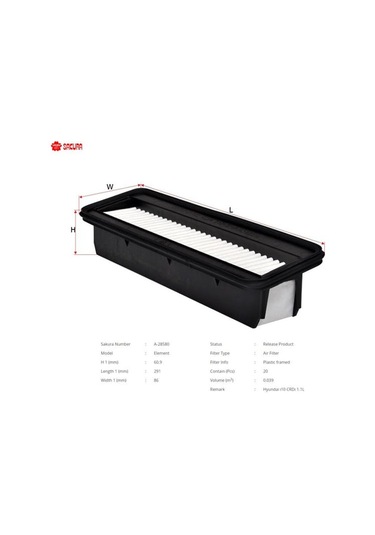 SAKURA A28580 Hava Filtresi İ10 08-11 1.1 CRDI