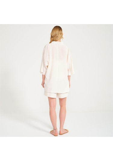 Krem Keten Kadın Şortlu Alt Üst Takım