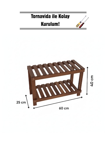 Ahşap Dekoratif Ayakkabılık Raf Kahverengi