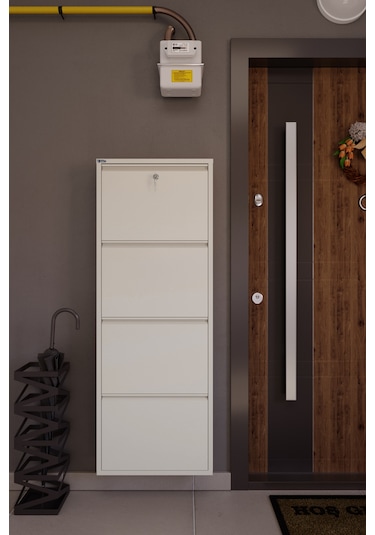 Ceha Kilitli 4'lü Metal Ayakkabılık Krem - K.AYK-4 /AB1013/KL Krem