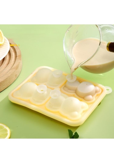 Yeşil 4 Izgara 3d Küçük Oyuncak Ayı Şekli Buz Küpü Silikon Kalıp Küçük Ayı Buz Bloğu Kalıp Ev Dondurma Buz Kutusu Buz Kalıp