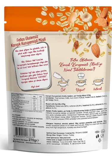 Fellas Glutensiz Müsli - Karışık Kuruyemişli 270g