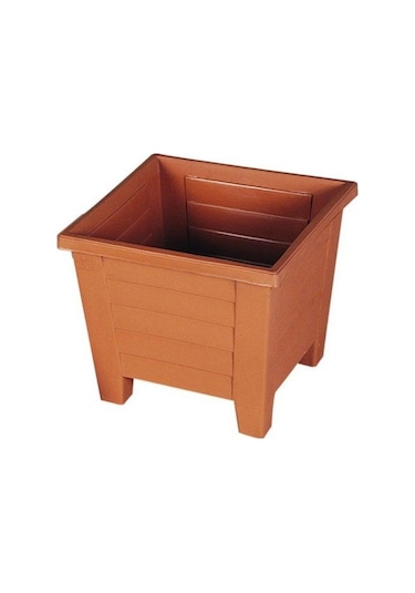 Omnipazar Sy-5847 Dekoratif Plastik Kare Ayaklı Saksı 15 Lt Kiremit 6 Adet