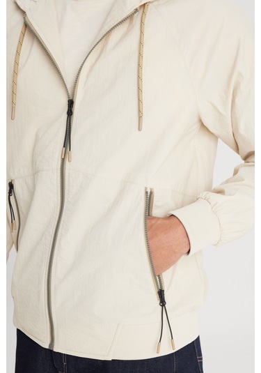 Regular Fit Normal Kesim Kapüşonlu Taş Rengi Mont Ceket L231225013 Taş