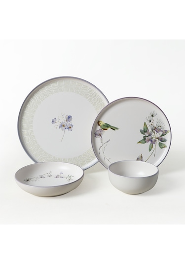 Keramika Purple Bloom Nordıc Yemek Takımı 24 Parça 6 Kişilik 22431-32 Çok Renkli