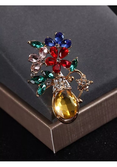 Bijoubijou Takı Broş Çiçekler 244262820 Altın Rengi