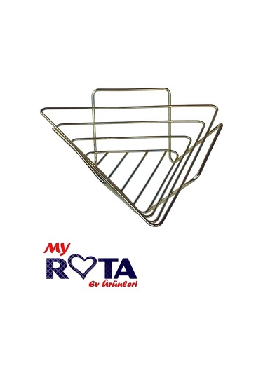 Üçgen Sepet, Meyve Sepeti, Ekmek Sepeti, Modern Tel Sepet Gold