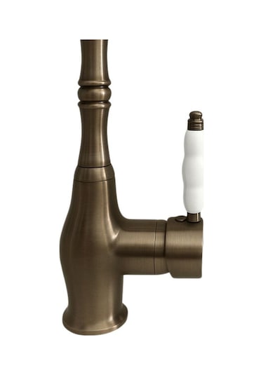 Rudi Armatür Eskitme Renk Pirinç Rustik Eviye Bataryası Metalik