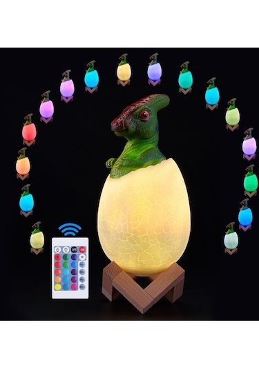 Sones Parasaurolophus Şekli Yaratıcı Dokunmatik 3d Dekoratif Gece Lambası, 16 Renkli Okşama Uzaktan Kumanda Versiyonu Çok Renkli