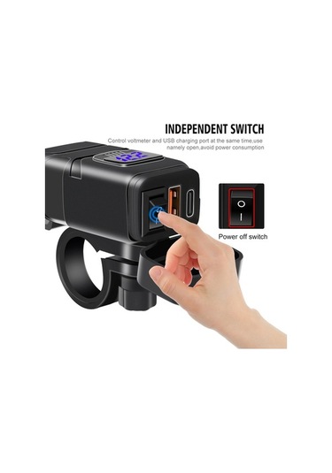 Pazly 12-24v Qc3.0 Motosiklet Hızlı Şarj Cihazı - Voltmetreli, Açma/kapama Düğmeli