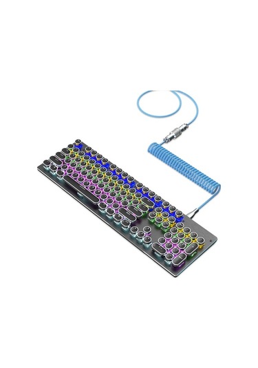 Pazly Hxsj H-1 Mekanik Klavye Type-c Uzatılabilir Spiral Nilon Örgü Kablo Mavi