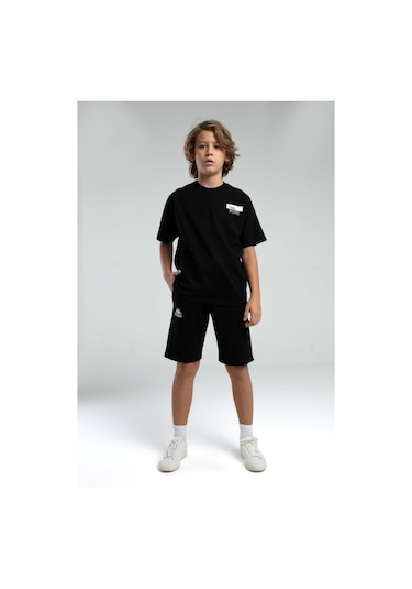 Kappa 36225 Erkek Çocuk Şortlu Pijama Bermuda Takım Siyah