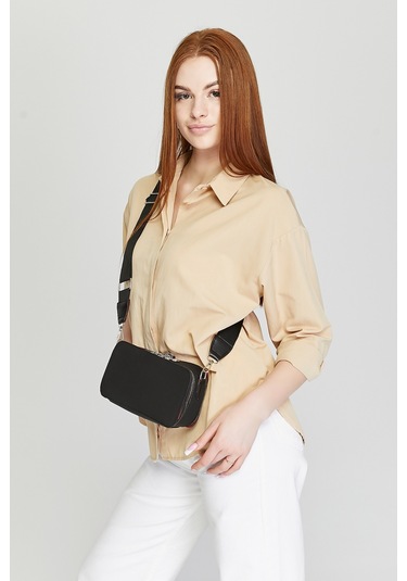 Morpelikan Bej Kabartma İki Bölmeli Kadın Omuz Çantası Antrasit