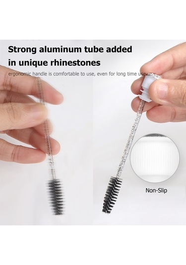 Gajeena Parlak Kristal Saplı Makyaj Fırçası - Kirpik Ve Kaş Şekillendirme İçin Nylon Uçlu