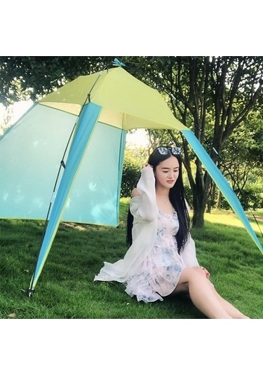 Bloomnest 3 Yanı Açık Kamp Çadırı - Plaj, Park, Balıkçılık İçin Mükemmel Havalandırma, Mavi-sarı Mavi - Sarı, Yüksek Kaliteli Mavi - Sarı