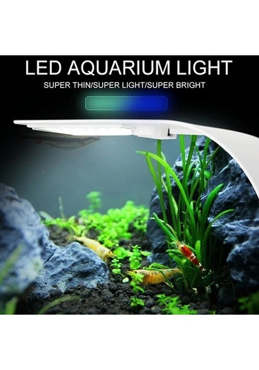 Silkroadselect Duoliang Shop C Stili Süper Ince Led Akvaryum Işığı Su Bitkileri Işık Büyütüyor Su Geçirmez Klipsli Lamba Çok Renkli