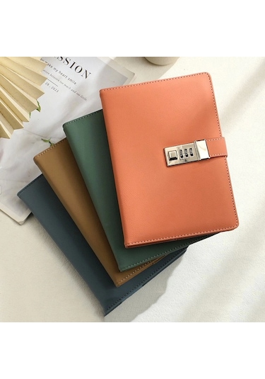 Kilitli Ajanda Günlük Not Defteri Notebook Açık Kahverengi İthal Ürün Kahve