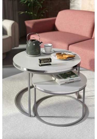 Orta Sehpa Ikili Lüx Specıal Gümüş Beyaz