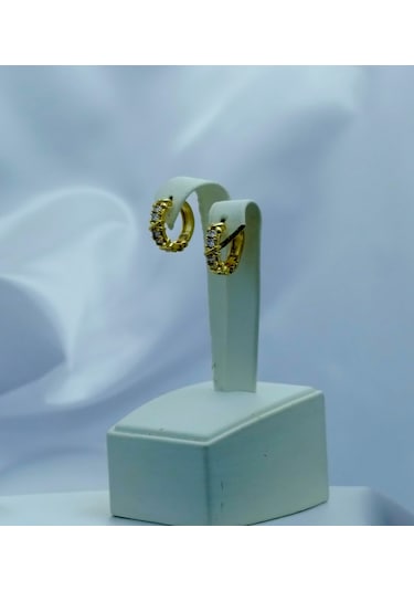 Yeni Sezon Paslanmaz Çelik 6 Taş'lı Altın Kaplama Küpe Gold