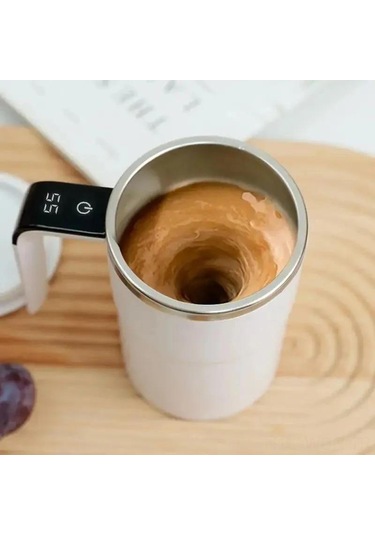 Neevoyu 380ml Beyaz Akıllı Otomatik Karıştırıcı Kupa - Çelik Yapı, Sıcaklık Ölçer, Şarj Edilebilir, Hafif Ve Dayanıklı