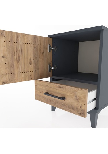 Hyperion Komodin Tek Raflı Tek Çekmeceli Tek Kapaklı 44x44x64... Antrasit