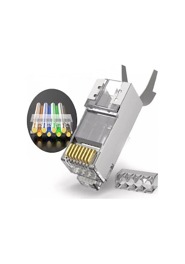 SpeedUF Cat7 Metal Konnektör Rj45 CAT7 Jack + Kablo Ayraç 10 Adet