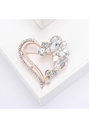 Altın Blucome Güzellik 2 Renkli Kalp Kadınlar Için Tasarımcı Rhinestone Aşk Kalp Broş Parti Ofis Broş Pin Hediyeler Altın