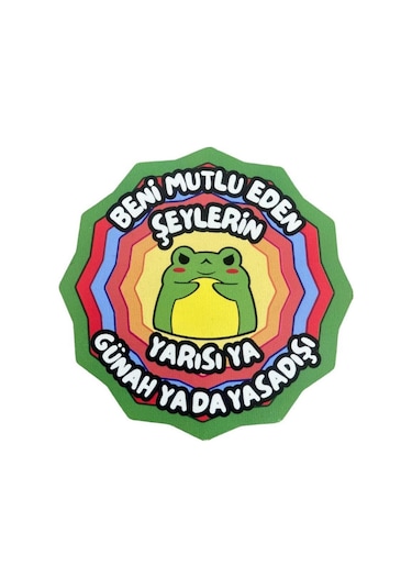 Beni Mutlu Eden Şeylerin Baskılı Ahşap Bardak Altlığı