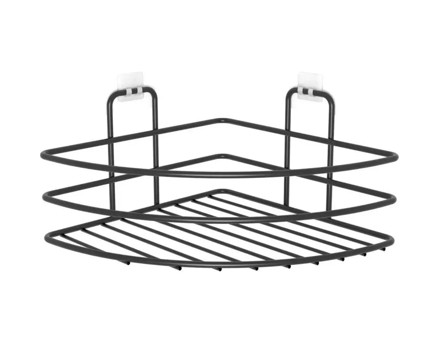 Kendiliğinden Yapışkanlı Montaj Gerektirmeyen Tek Katlı Banyo Askı Köşe Şampuanlık Siyah Kahverengi