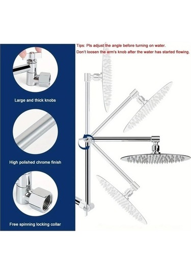 Fastbuy Challenger Krom Kaplama Duş Kolu Ve Yağmur Başlığı Seti - 40.64x20.32 Cm
