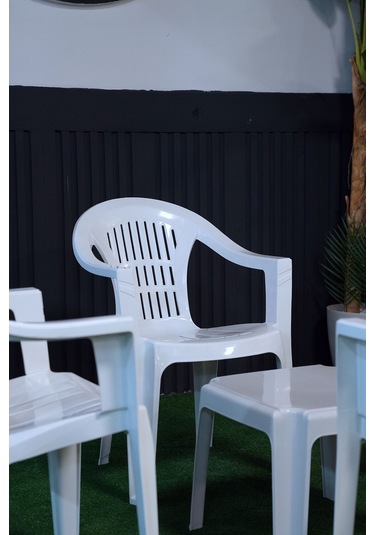 Alezy Bahar Dört Kişilik Sandalye Seti 4 Adet Sandalye + 50x50 Cm Orta Sehpa Beyaz