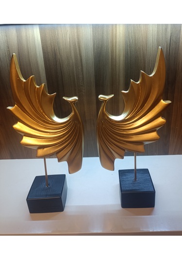 18cm -35cm Ebatlarında Kırılmaz Sarı Renk 2li Tavus Kuşu Biblosu