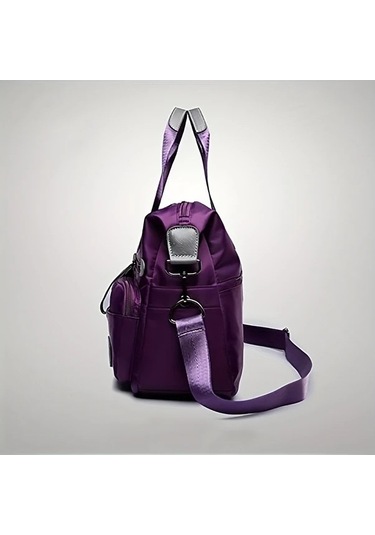 Trendooze Sunshine011 Kadın Mor Nylon Çanta Askılı Fermuarlı Bölmeli Okul İş Seyah Mor