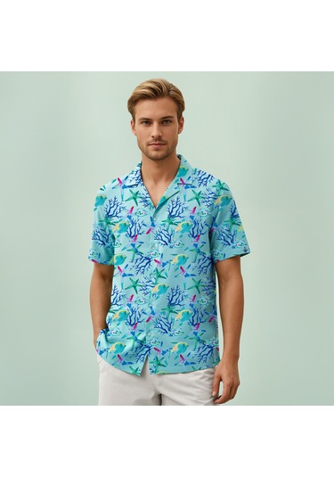 Anemoss Akvaryum %100 Viskon Erkek Gömlek Çok Renkli