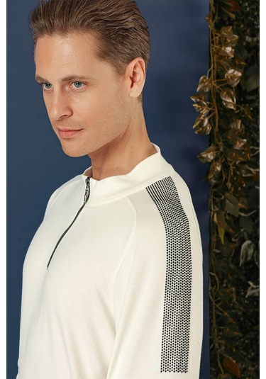 Swt 012 Swea Slim Fit Ekru Spor 47 - Sweatshırt Ekru