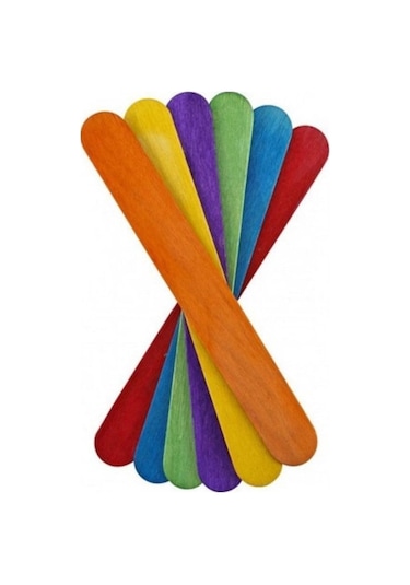 Puti Ahşap Renkli Geniş Dondurma - Dil Çubuğu Abeslang 50 Li