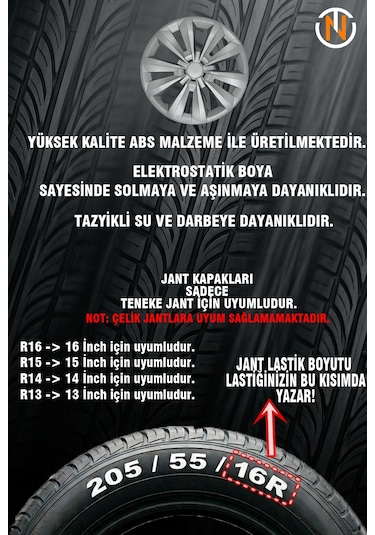 Ford Windstar 14 İnç Jant Kapağı Takım Gri G108