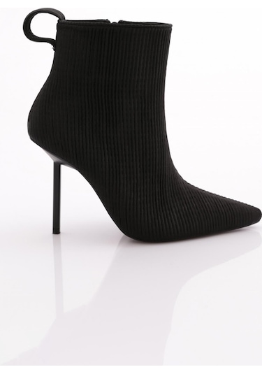 Dgn 8017 Kadin Arkasi Lastikli Topuklu Bot 8017-2446-R14001 Siyah