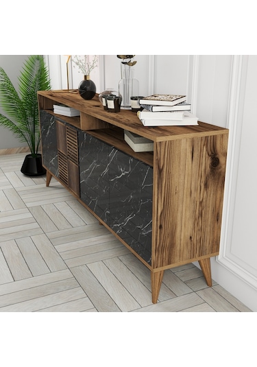 Variant Variant Milan Konsol - Ceviz / Siyah Mermer