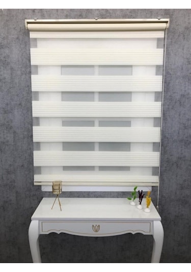 Kidmex Krem Geniş Plise Zebra Stor Güneşlik Perde