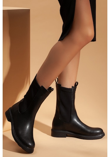 D408 Kadın Topuklu Bot Siyah