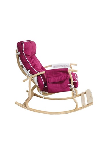 Padişah Lüx Ahşap Çift Minderli Çift Cepli Sallanan Sandalye Bordo - Krem