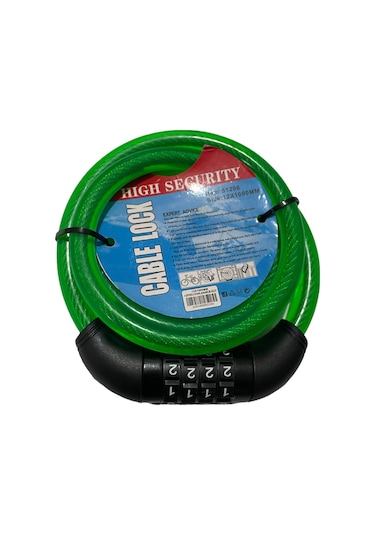 Bisiklet Şifreli Kilit 12 Mm 100 Cm Yeşil Ayarlanabilir Şifre