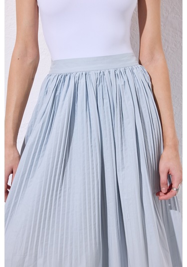 Piliseli Geniş Etek Mavi Mavi